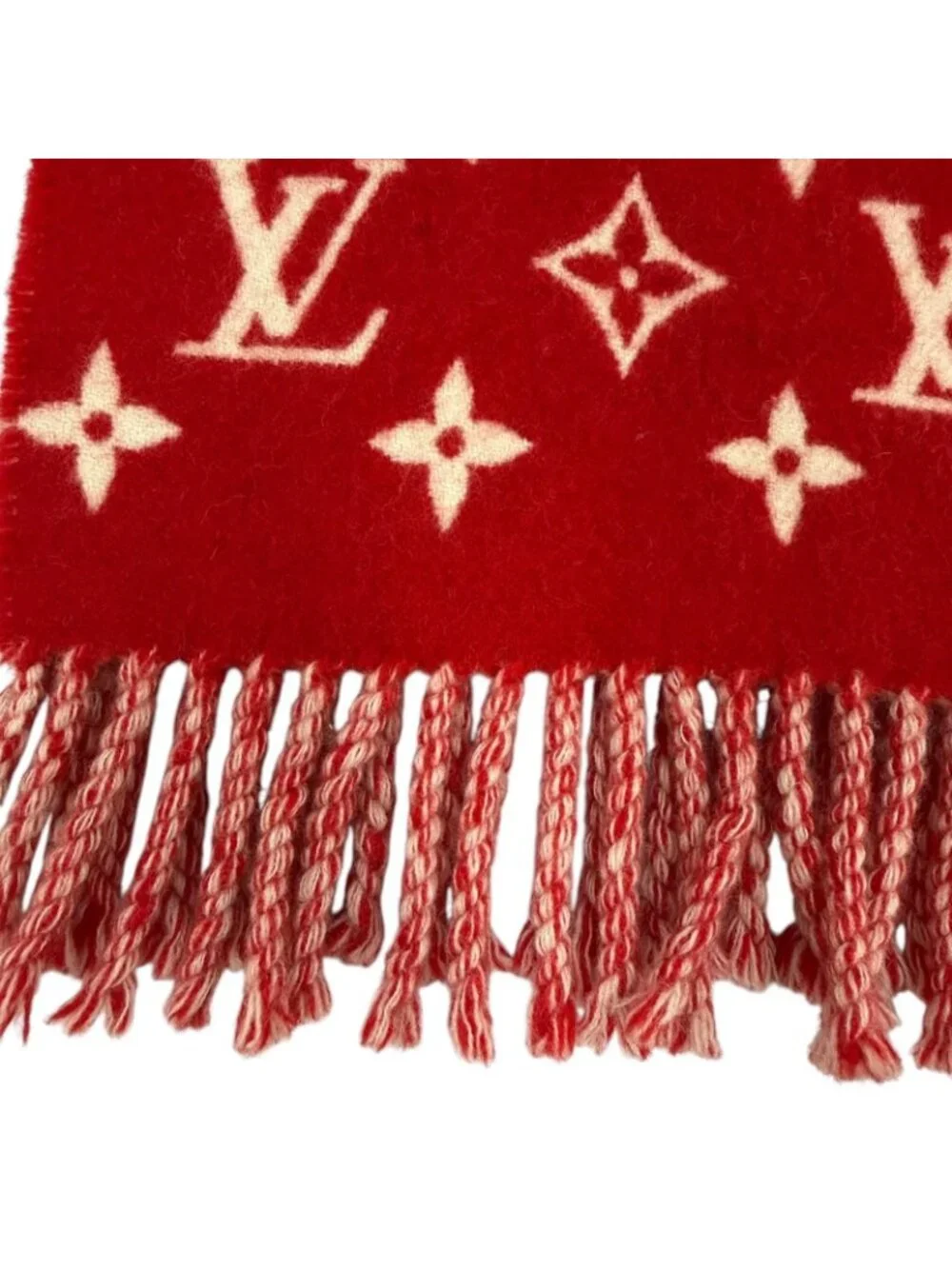 Louis Vuitton Supreme Cashmere Blend Fringe Scarf